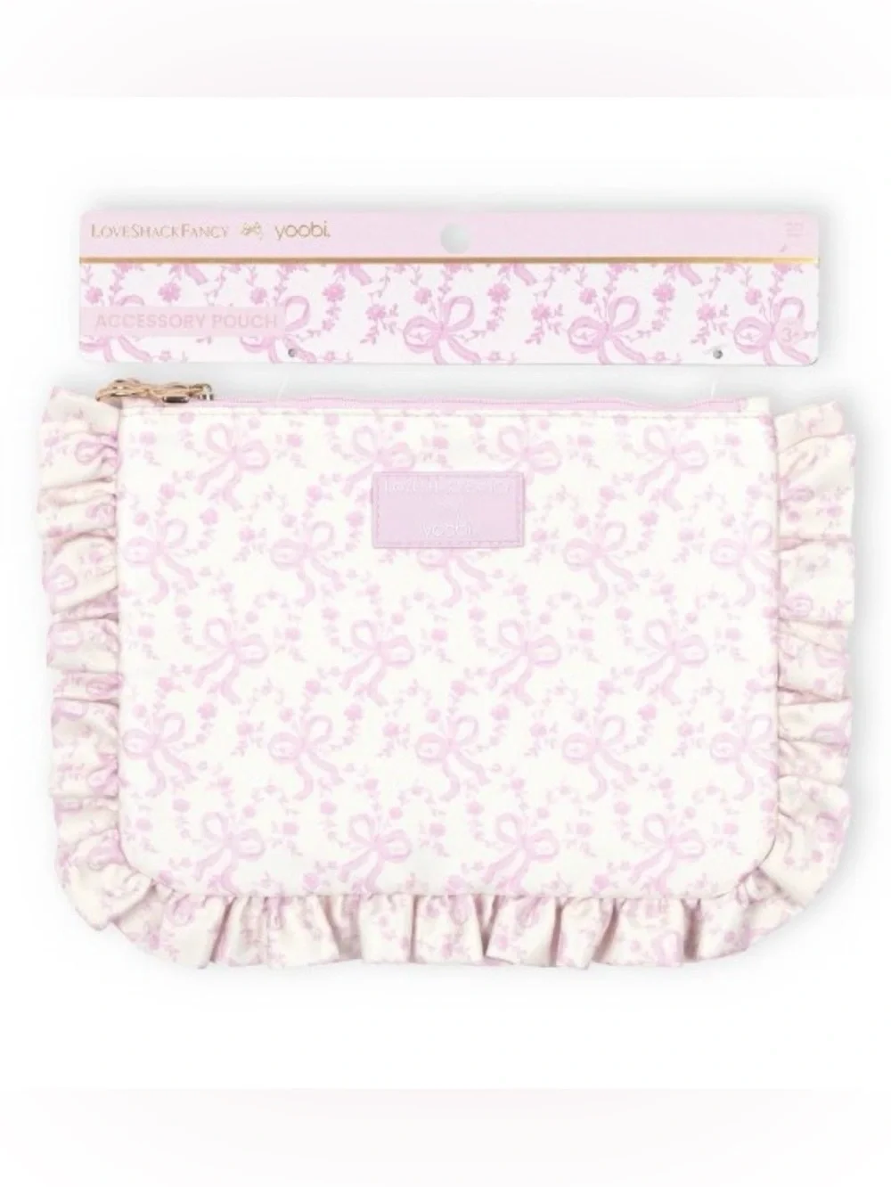 NWT LoveShackFancy x Target - Yoobi Coquette Bow Pencil Case w/Ruffles-Chantilly